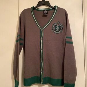 Warner Bros. Harry Potter/Wizarding World, Gray and Green Cardigan Sweater, Sz L